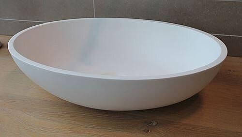 Luca Sanitair opzetwastafel ovaal 48x32 5cm mineral stone wit LUVA1318