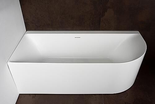 Luca Sanitair Primo bad half vrijstaand met dunne rand acryl 180x80cm mat wit afwerking chroom links LUPA1793M