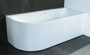 Luca Sanitair Primo bad half vrijstaand met dunne rand acryl 180x80cm wit afwerking chroom rechts LUPA1794