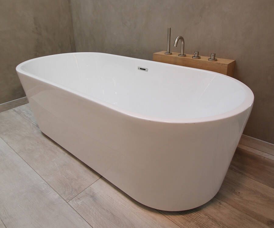 Luca Sanitair Primo bad vrijstaand acryl 180x80cm wit afwerking chroom