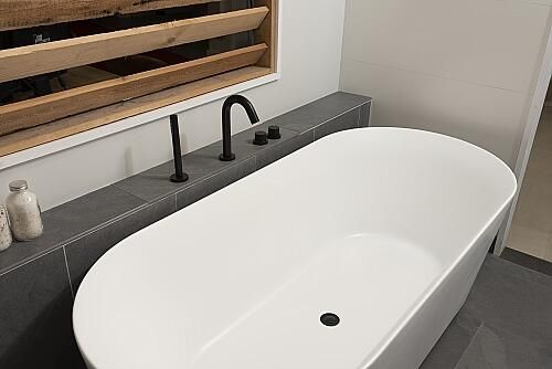 Luca Sanitair Primo vrijstaand bad 180x80cm acryl met overloop mat wit LUPA1791M