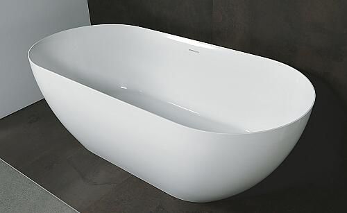 Luca Sanitair Vasca vrijstaand bad 175x80cm mineral stone met overloop wit glans LUVA1750