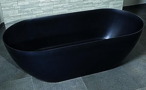 Luca Sanitair Vasca vrijstaand bad 175x80cm solid surface met overloop antraciet mat LUVA1750A