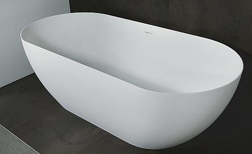 Luca Sanitair Vasca vrijstaand bad 175x80cm solid surface met overloop mat wit LUVA1750M