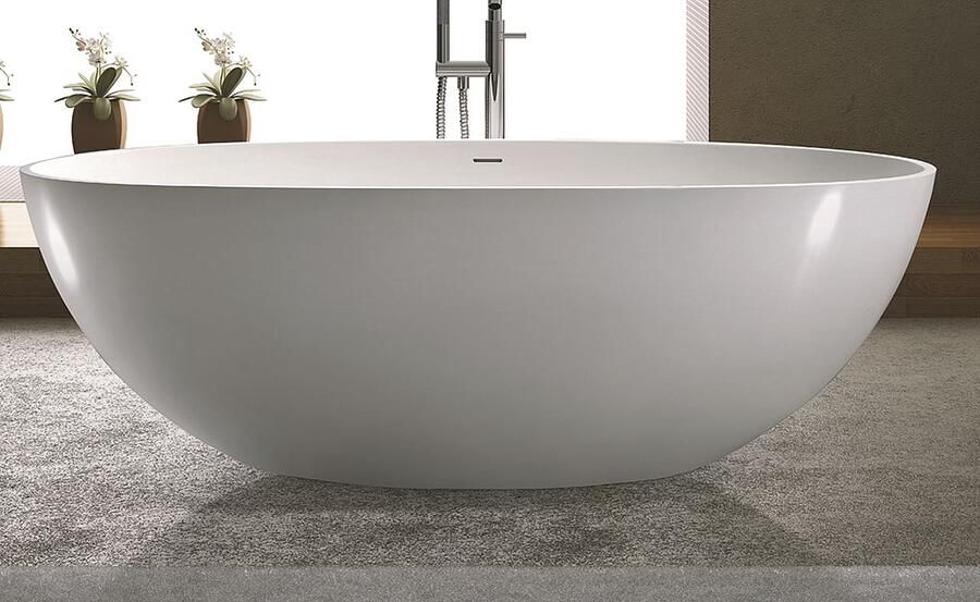 Luca Sanitair Vasca vrijstaand bad mineral stone 180x93cm wit glans