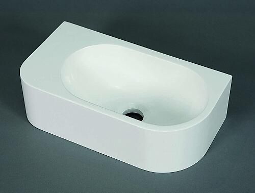 Luca Sanitair Wandfontein L 40x21 5x12h van solid surface zonder kraangat (zelf doorboren) mat wit