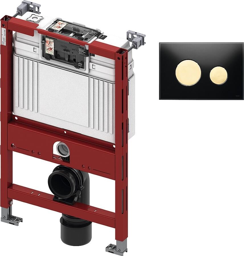 TECE inbouwreservoir 82cm front- planchetbediening met TECEloop glas bedieningspaneel goud