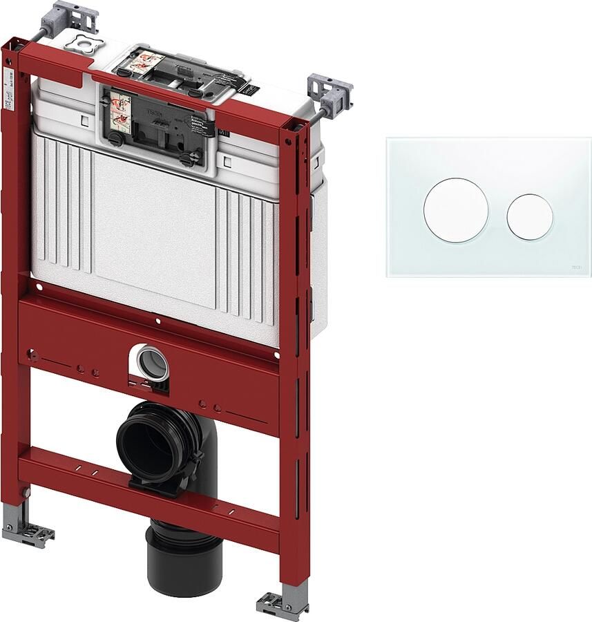 TECE inbouwreservoir 82cm front- planchetbediening met TECEloop glas bedieningspaneel wit