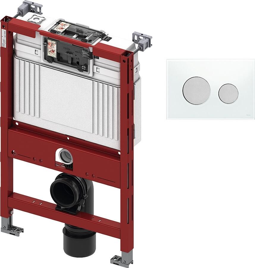 TECE inbouwreservoir 82cm front- planchetbediening met TECEloop glas bedieningspaneel wit matchroom