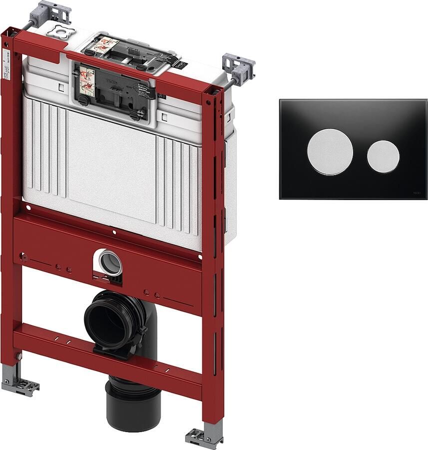 TECE inbouwreservoir 82cm front- planchetbediening met TECEloop glas bedieningspaneel zwart matchroom