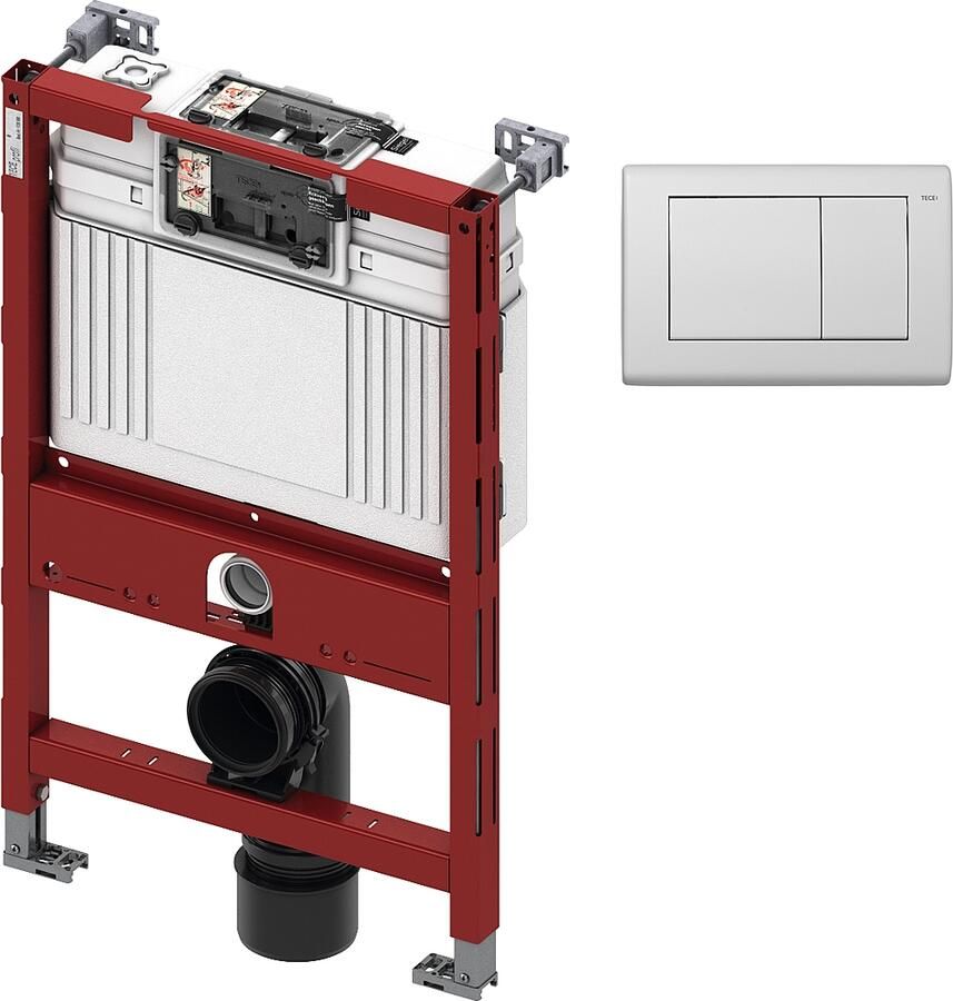 TECE inbouwreservoir 82cm front- planchetbediening met TECEplanus bedieningspaneel RVS zijdewit mat