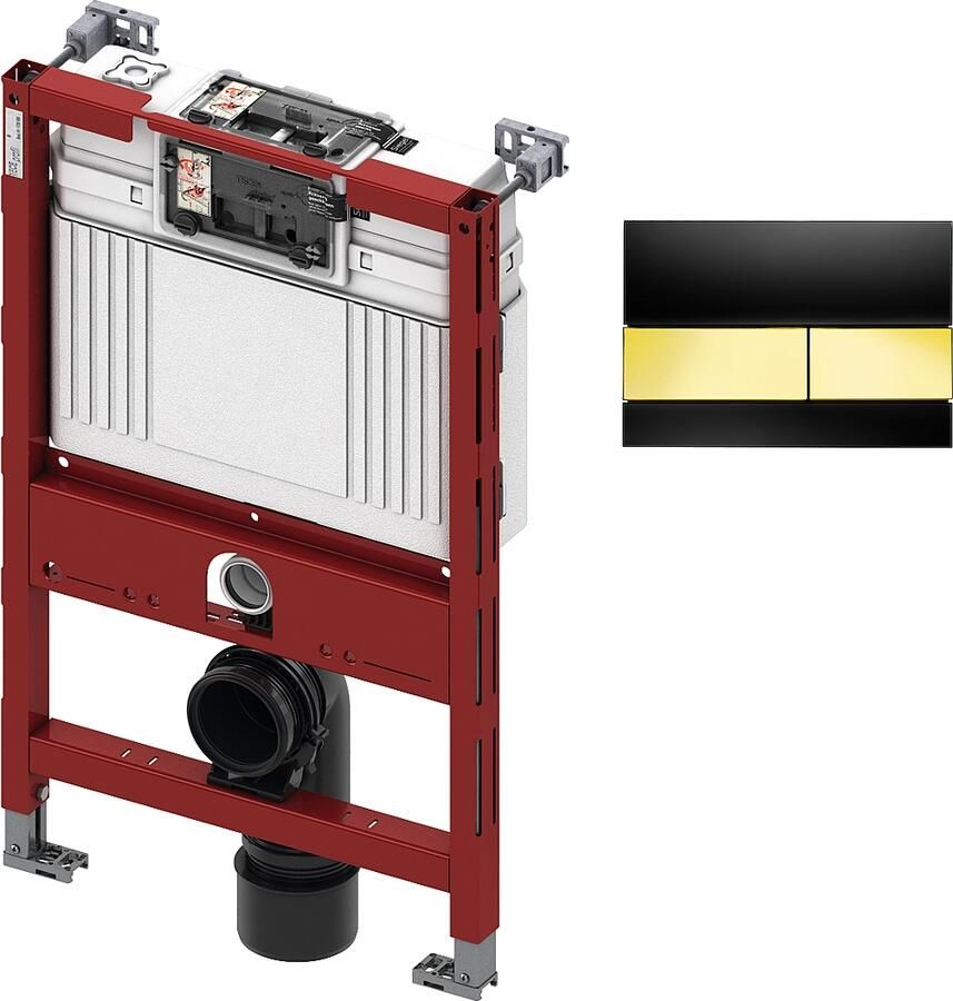 TECE inbouwreservoir 82cm front- planchetbediening met TECEsquare glas bedieningspaneel goud