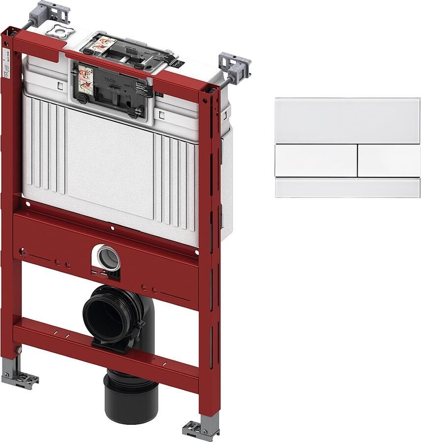 TECE inbouwreservoir 82cm front- planchetbediening met TECEsquare glas bedieningspaneel wit