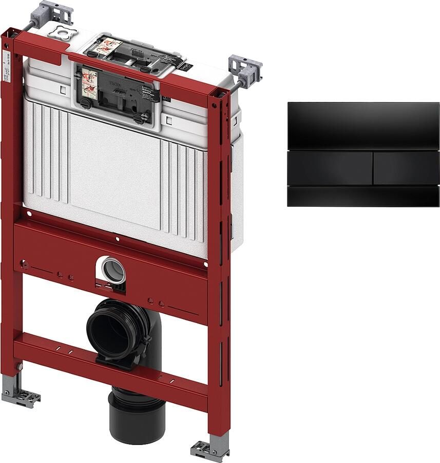 TECE inbouwreservoir 82cm front- planchetbediening met TECEsquare glas bedieningspaneel zwart