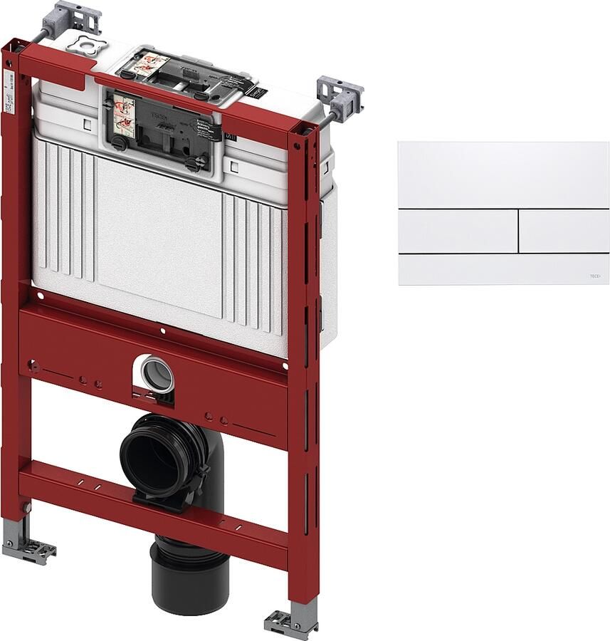 TECE inbouwreservoir 82cm front- planchetbediening met TECEsquare II metaal bedieningspaneel mat wit