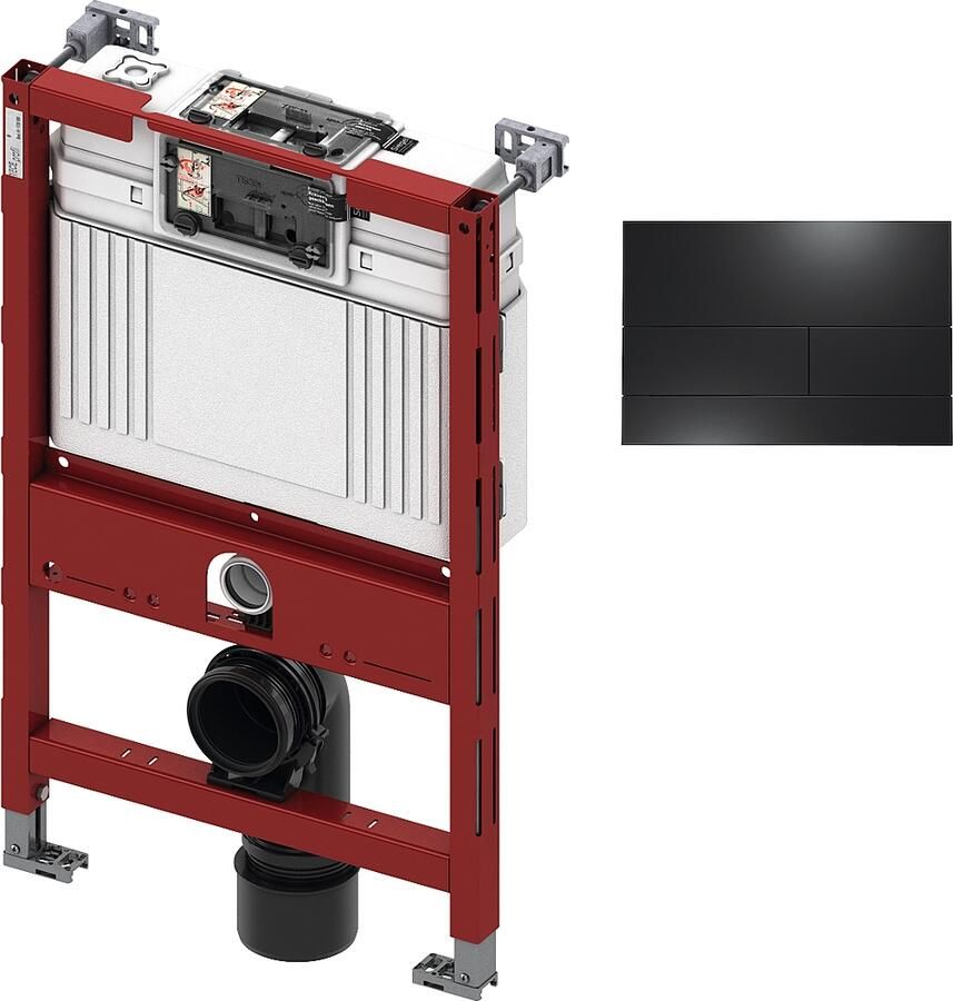TECE inbouwreservoir 82cm front- planchetbediening met TECEsquare II metaal bedieningspaneel zwart