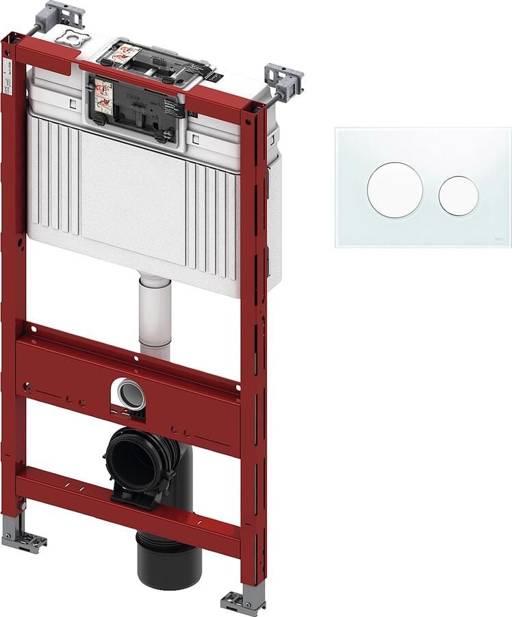 TECE inbouwreservoir 98cm front- planchetbediening met TECEloop glas bedieningspaneel wit