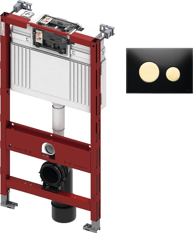 TECE inbouwreservoir 98cm front- planchetbediening met TECEloop glas bedieningspaneel zwart goud