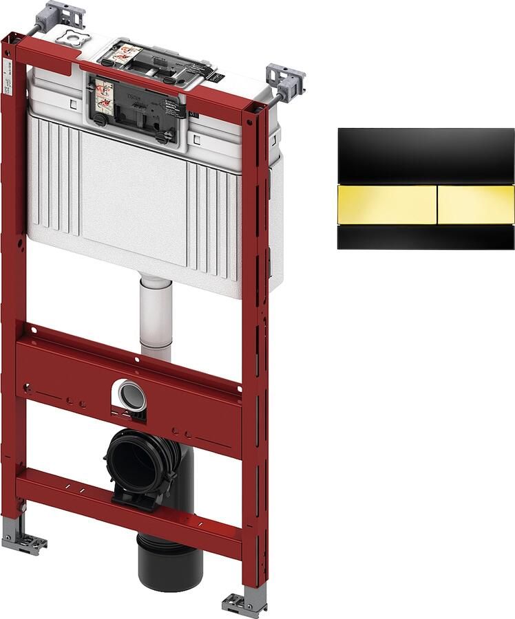 TECE inbouwreservoir 98cm front- planchetbediening met TECEsquare glas bedieningspaneel goud