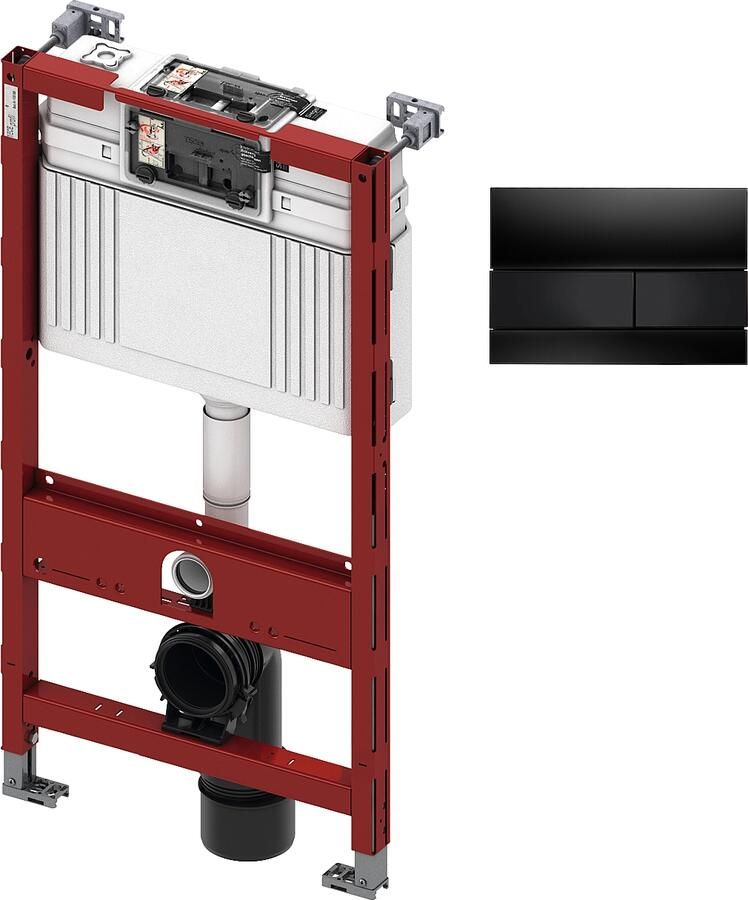 TECE inbouwreservoir 98cm front- planchetbediening met TECEsquare glas bedieningspaneel zwart