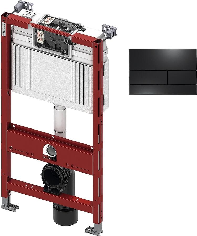 TECE inbouwreservoir 98cm front- planchetbediening met TECEsquare II metaal bedieningspaneel mat zwart