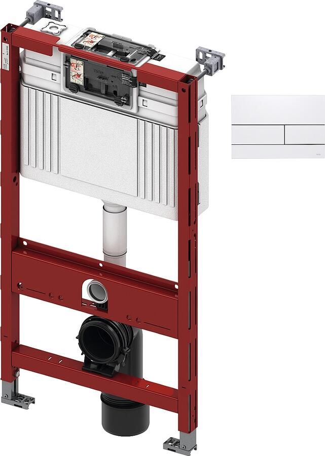 TECE inbouwreservoir 98cm front- planchetbediening met TECEsquare II metaal bedieningspaneel mat wit