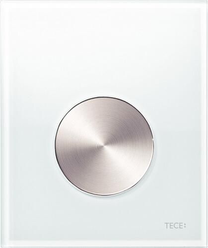 TECE TECEloop urinoirbedieningsplaat van glas incl. cartouche glas wit toets rvs geborsteld