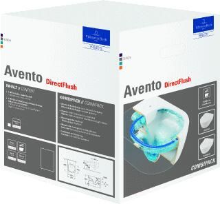 Villeroy&Boch Avento combipack m. wandcloset diespoel DirectFlush 37x53cm m. zitting m. softclose en quick release ceramic+ stone white 5656HRRW