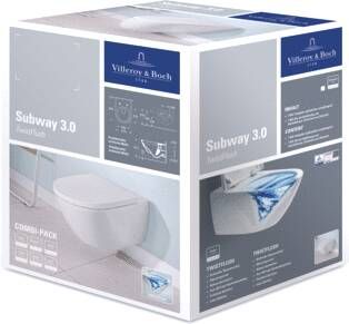 Villeroy&Boch Subway 3.0 combipack wandcloset 56cm TwistFlush met closetzitting SC QR wit 4670TS01