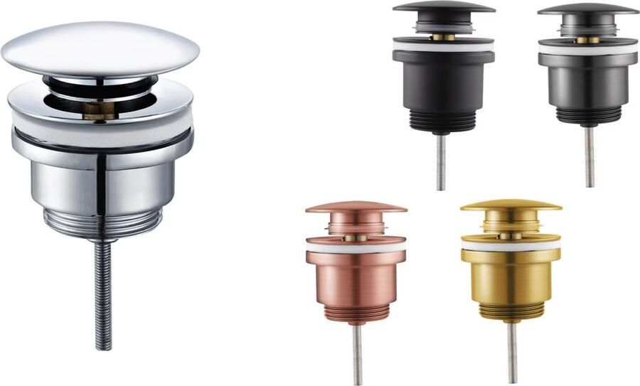 Aloni Afvoerplug 5 4" | Click waste | Messing | Rond | Wit mat - Foto 2