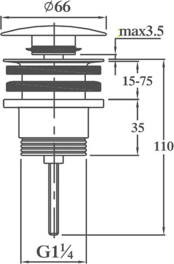 Aloni Afvoerplug 5 4" | Click waste | Messing | Rond | Wit mat