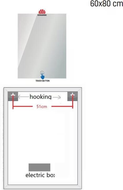 Aloni Badkamerspiegel Queen | 60x80 cm | Rechthoekig | Indirecte LED verlichting | Touch button | Met spiegelverwarming - Foto 2