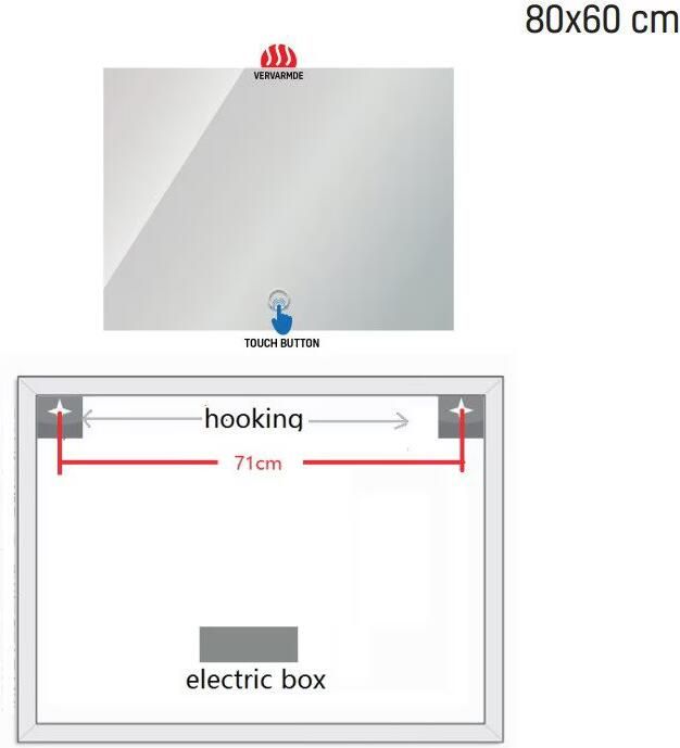 Aloni Badkamerspiegel Queen | 80x60 cm | Rechthoekig | Indirecte LED verlichting | Touch button | Met spiegelverwarming - Foto 2
