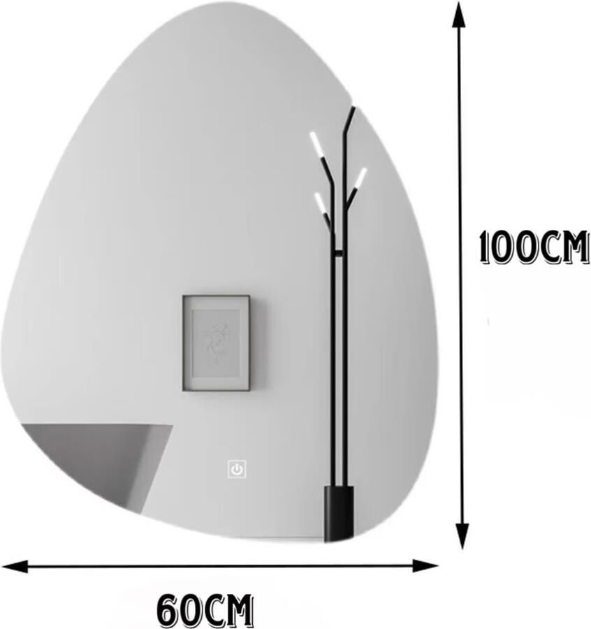 Aloni Badkamerspiegel Uovo | 100x60 cm | Organisch | Indirecte LED verlichting | 2 Touch buttons | Met verwarming