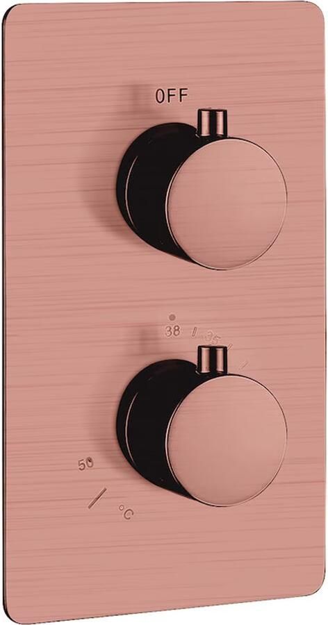 Aloni Creavit inbouw regendoucheset thermostatisch 2 weg geborsteld koper - Foto 2