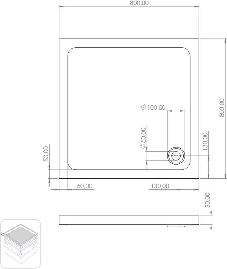 Aloni Douchebak | 80x80x15 cm | Excl.Sifon | Antislip | Incl.Potenset | Acryl | Vierkant | Wit