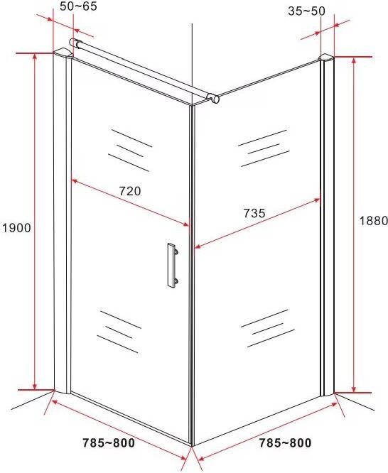 Aloni Douchecabine 80x80x190 cm | 1 Draaideur | Helder glas | Chroom - Foto 2