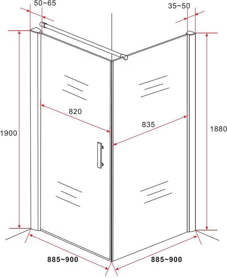 Aloni Douchecabine 90x90x190 cm | 1 Draaideur | Helder glas | Chroom