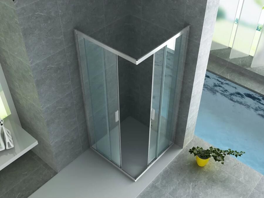 Aloni Douchecabine 90x90x195 cm | 2 Schuifdeuren | Helder glas | Chroom