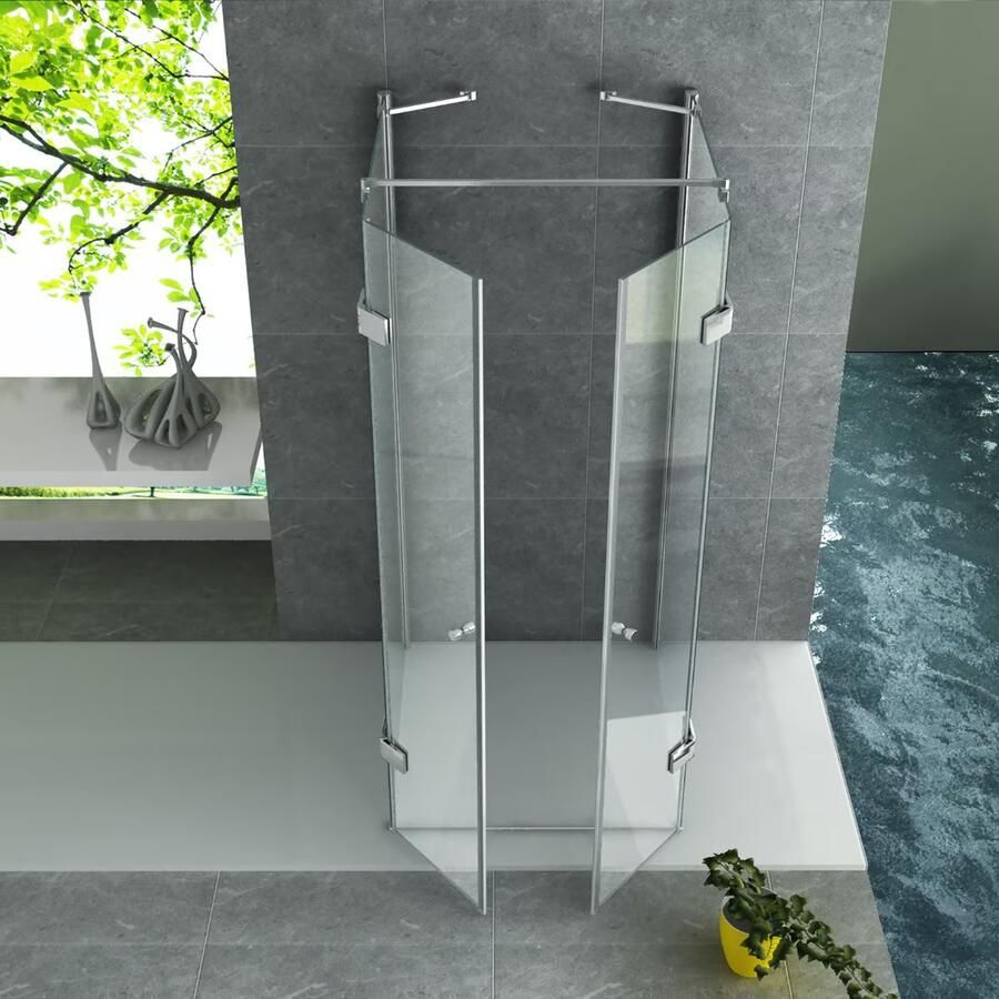 Aloni Douchecabine Anti-kalk | 90x90x190 cm | 2 Draaideur | Helder glas | Chroom
