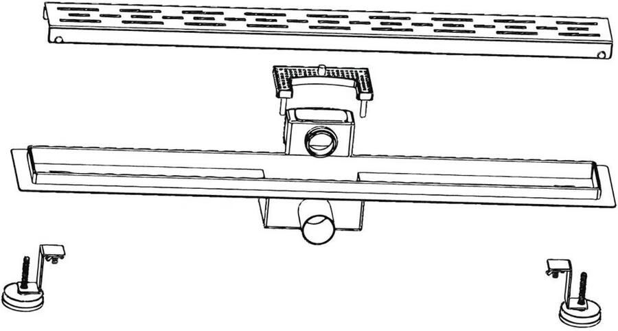 Aloni Douchegoot set | 100 cm | Met vloerflens | Met rooster | Zwart mat - Foto 2
