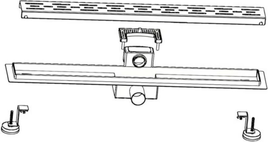 Aloni Douchegoot set | 70 cm | Met vloerflens | Met rooster | Zwart mat - Foto 2