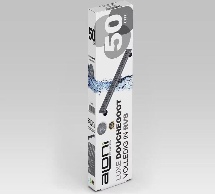 Aloni Douchegoot set | 60 cm | Met vloerflens | Met rooster | Gunmetal