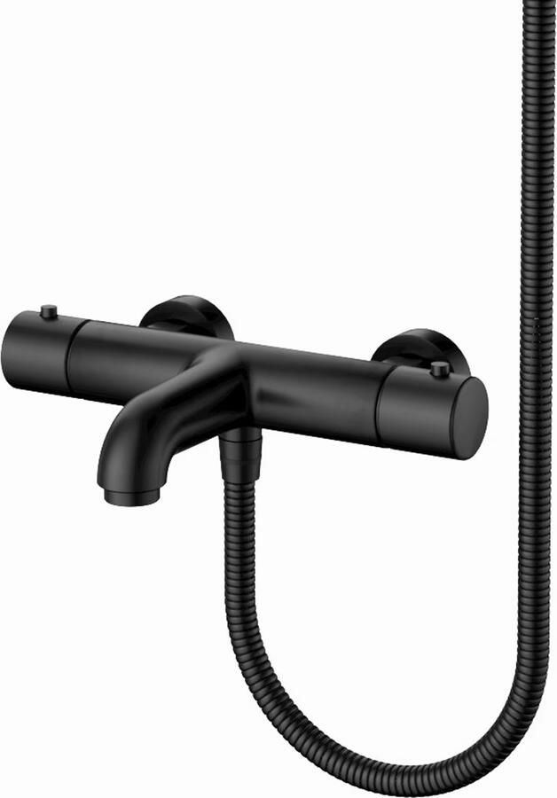 Aloni Douchekraan | Opbouw | Thermostaatkraan | 2-weg | hoh 15 cm | 2-hendels | Rond | Zwart - Foto 3