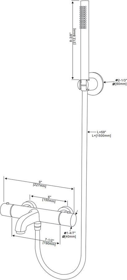 Aloni Douchekraan | Opbouw | Thermostaatkraan | 2-weg | hoh 15 cm | 2-hendels | Rond
