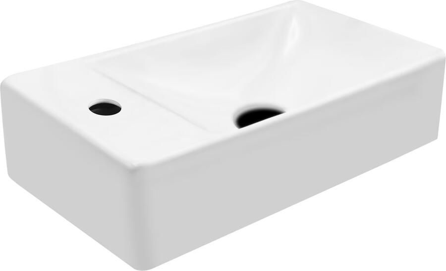 Aloni fonteinset wit 37X2X10 cm kraangat links met kraan sifon en waste in geborsteld goud - Foto 3