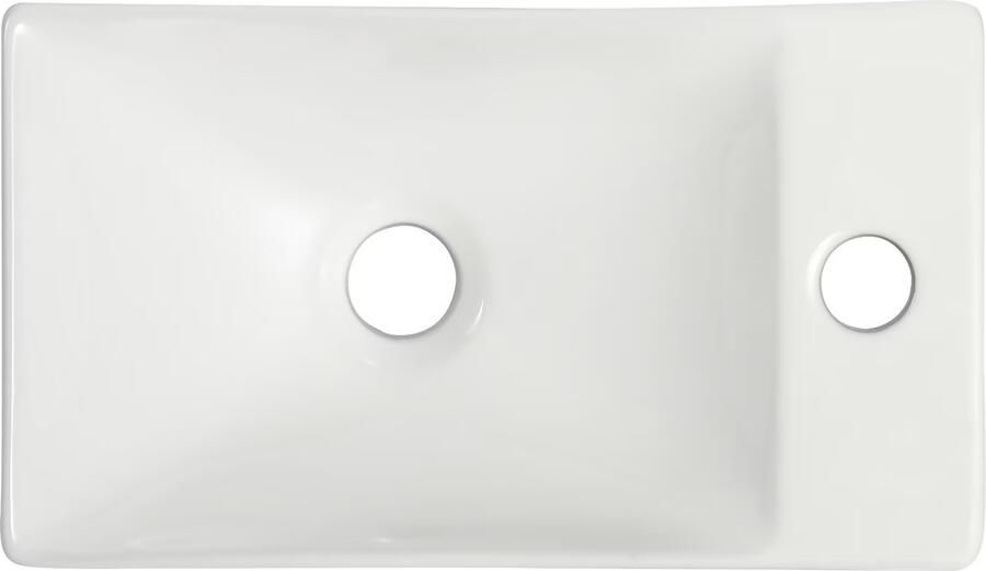 Aloni fonteinset wit 37X20X10 cm kraangat rechts met kraan sifon en waste in geborsteld koper - Foto 2