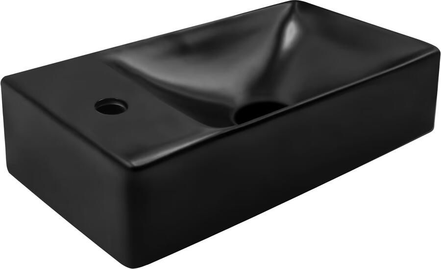 Aloni fonteinset zwart 37X2X10 cm kraangat links met kraan sifon en waste in geborsteld goud - Foto 2