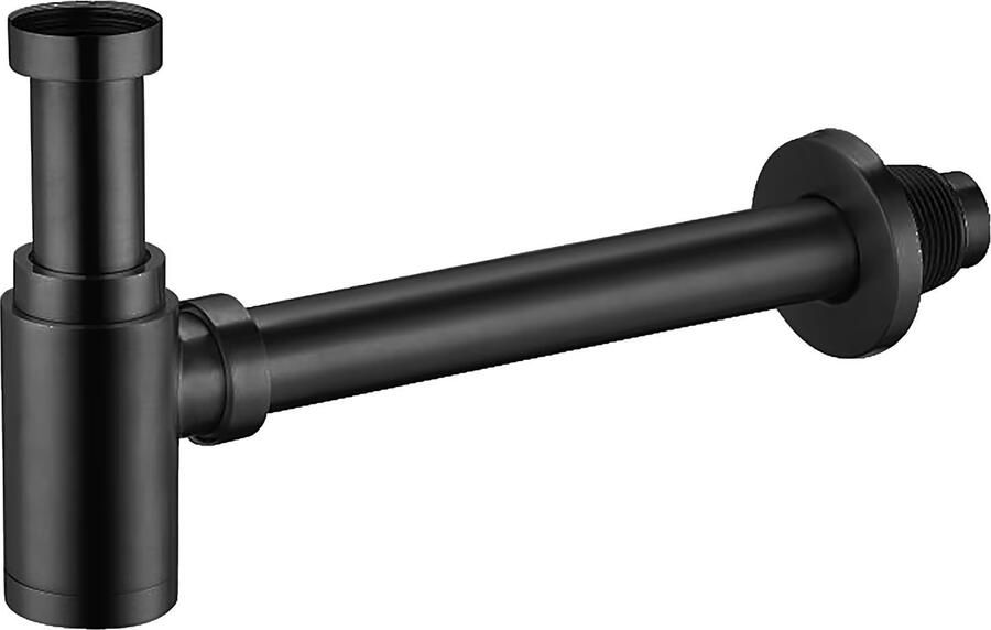 Aloni fonteinset zwart 37X2X10 cm kraangat links met kraan sifon en waste in mat zwart