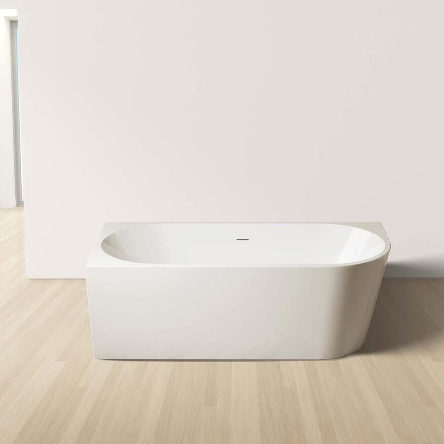 Aloni Half-vrijstaand bad | 170x78x58 cm | Acryl | Links | Glans wit - Foto 4